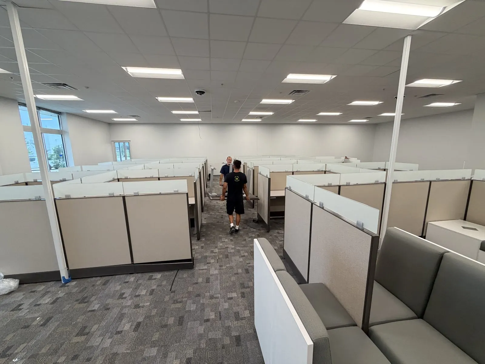 Workstation field installed across a commercial floor