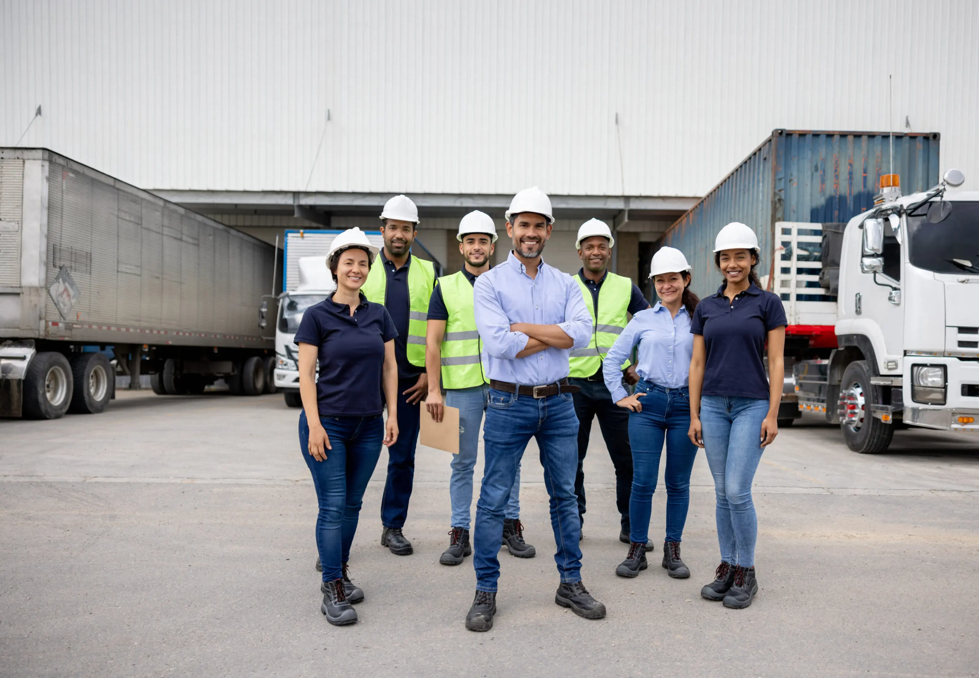 Professional office movers carefully transporting furniture into a new workspace.