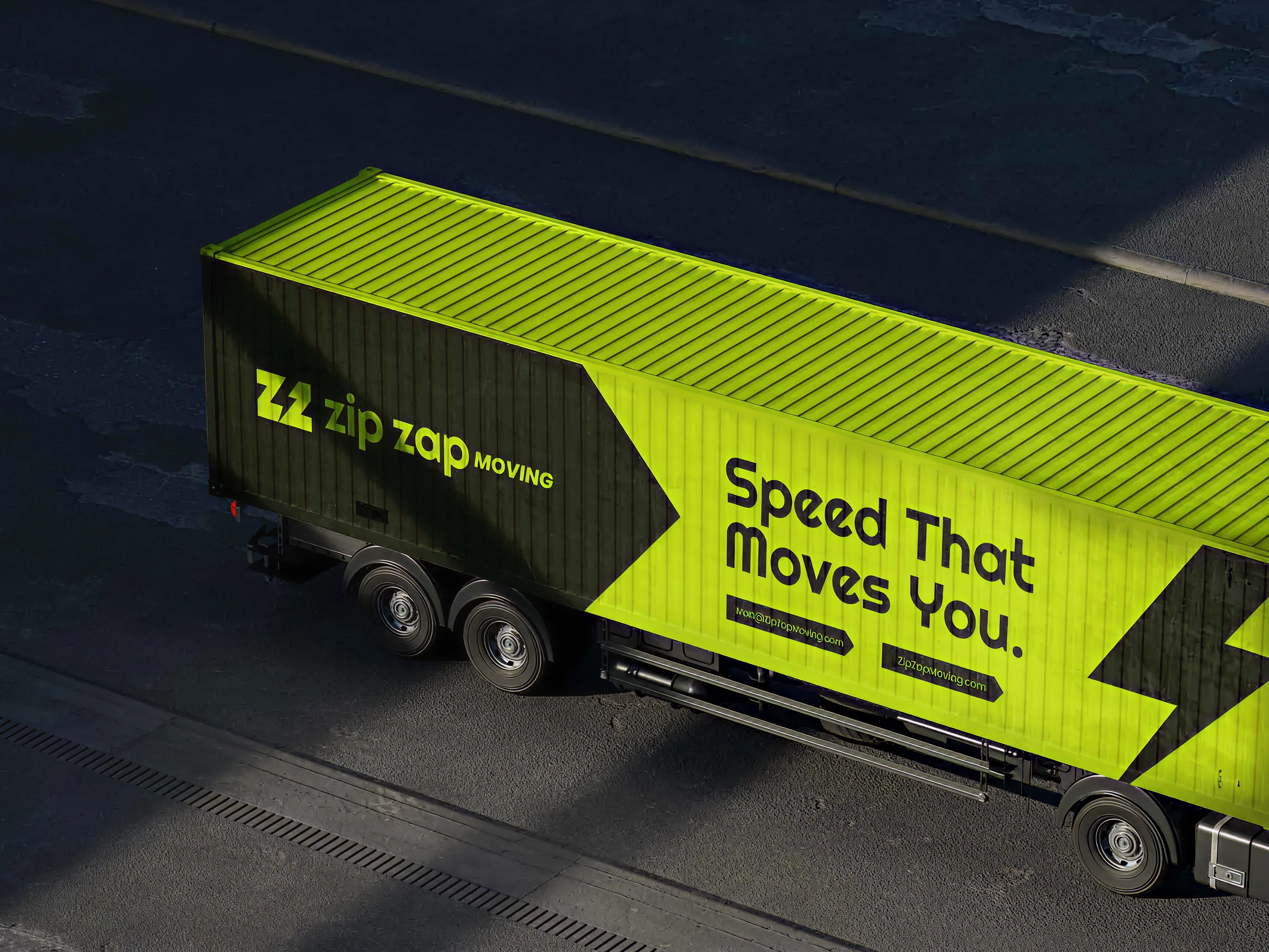 Zip Zap Moving truck in motion