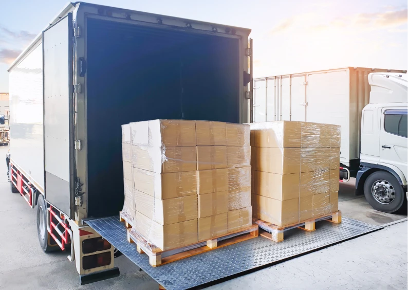 Cardboard boxes on loading dock